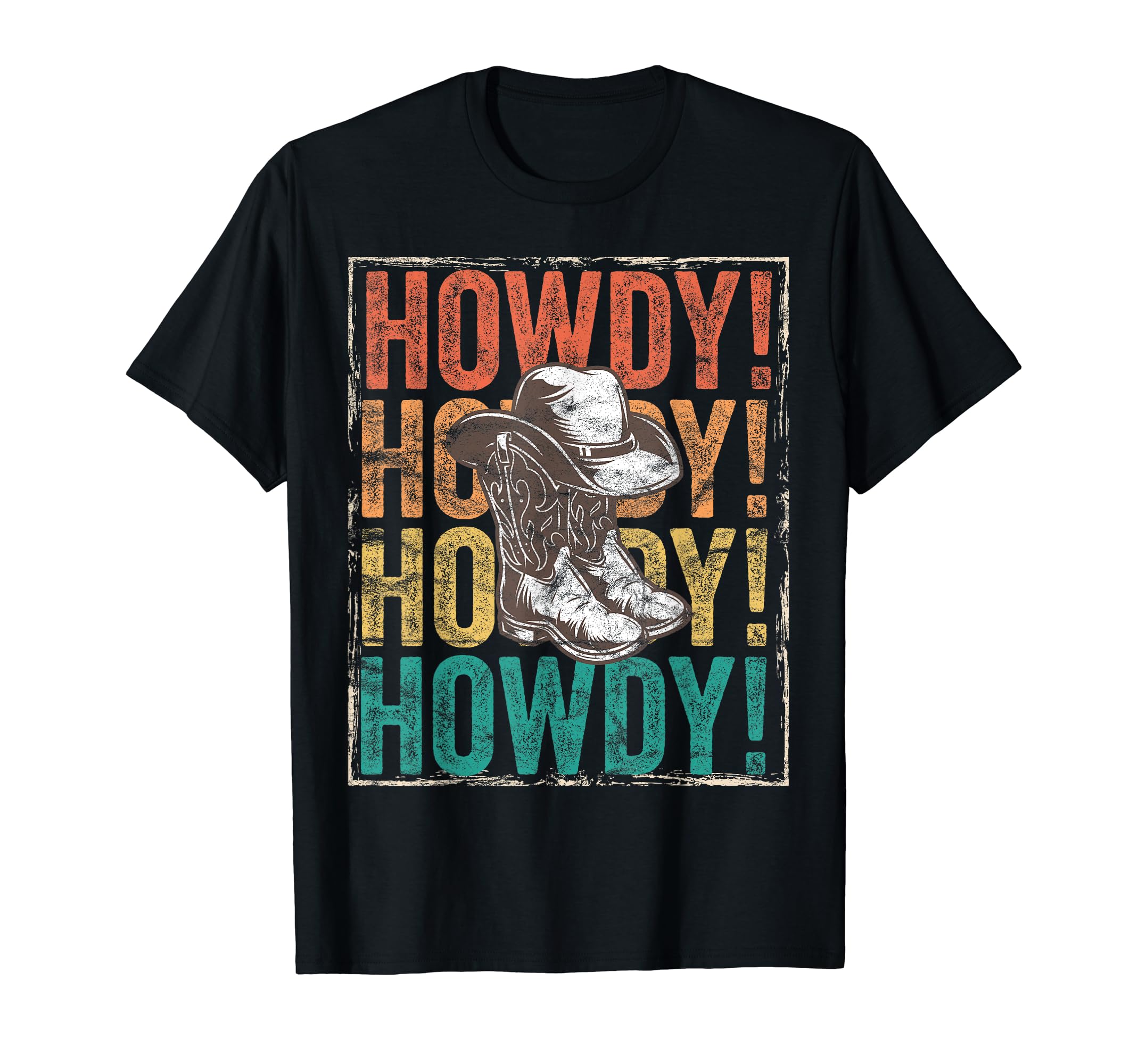 Howdy Barn Dance Rodeo Distressed T-Shirt - Minimalist Print for Adults - T-Shirt, Sweatshirt, Hoodie