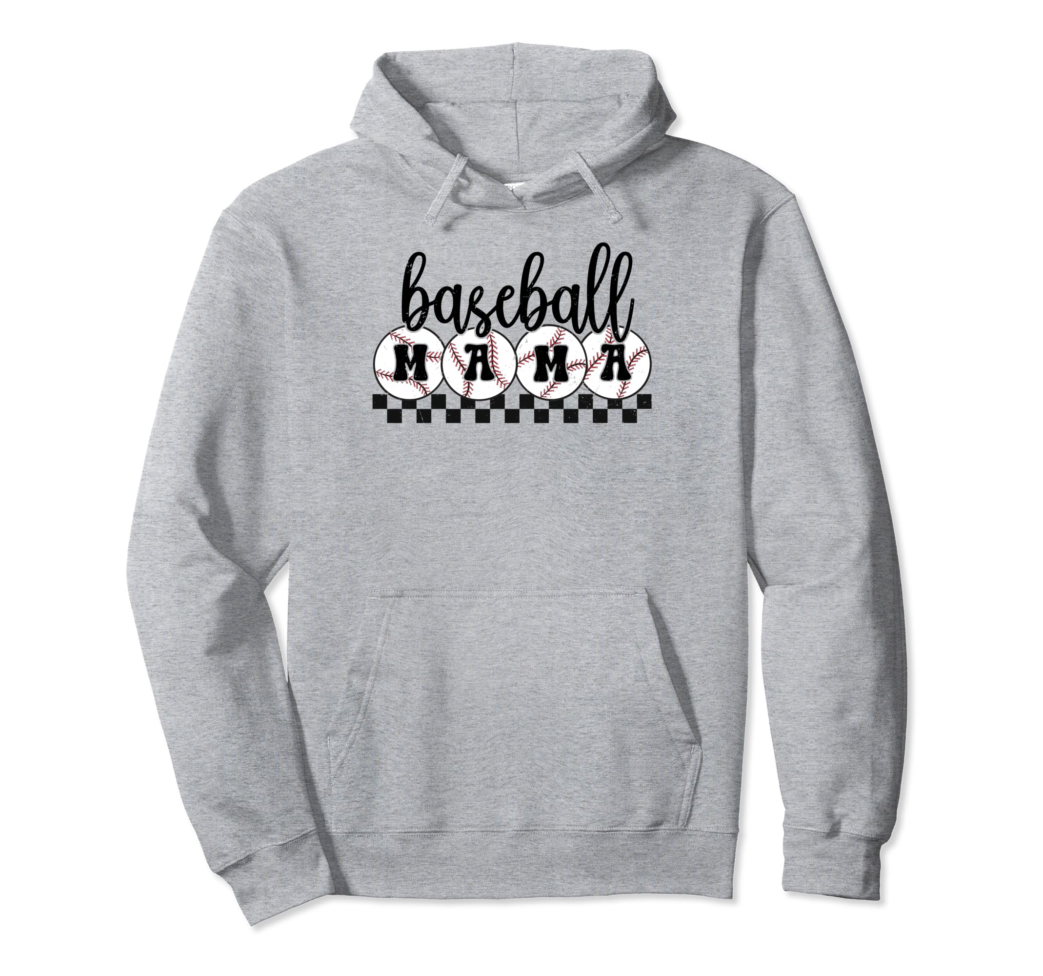 Checkered Baseball Mama Baseball Hoodie - Minimalist Print Men Women - T-Shirt, Sweatshirt, Hoodie