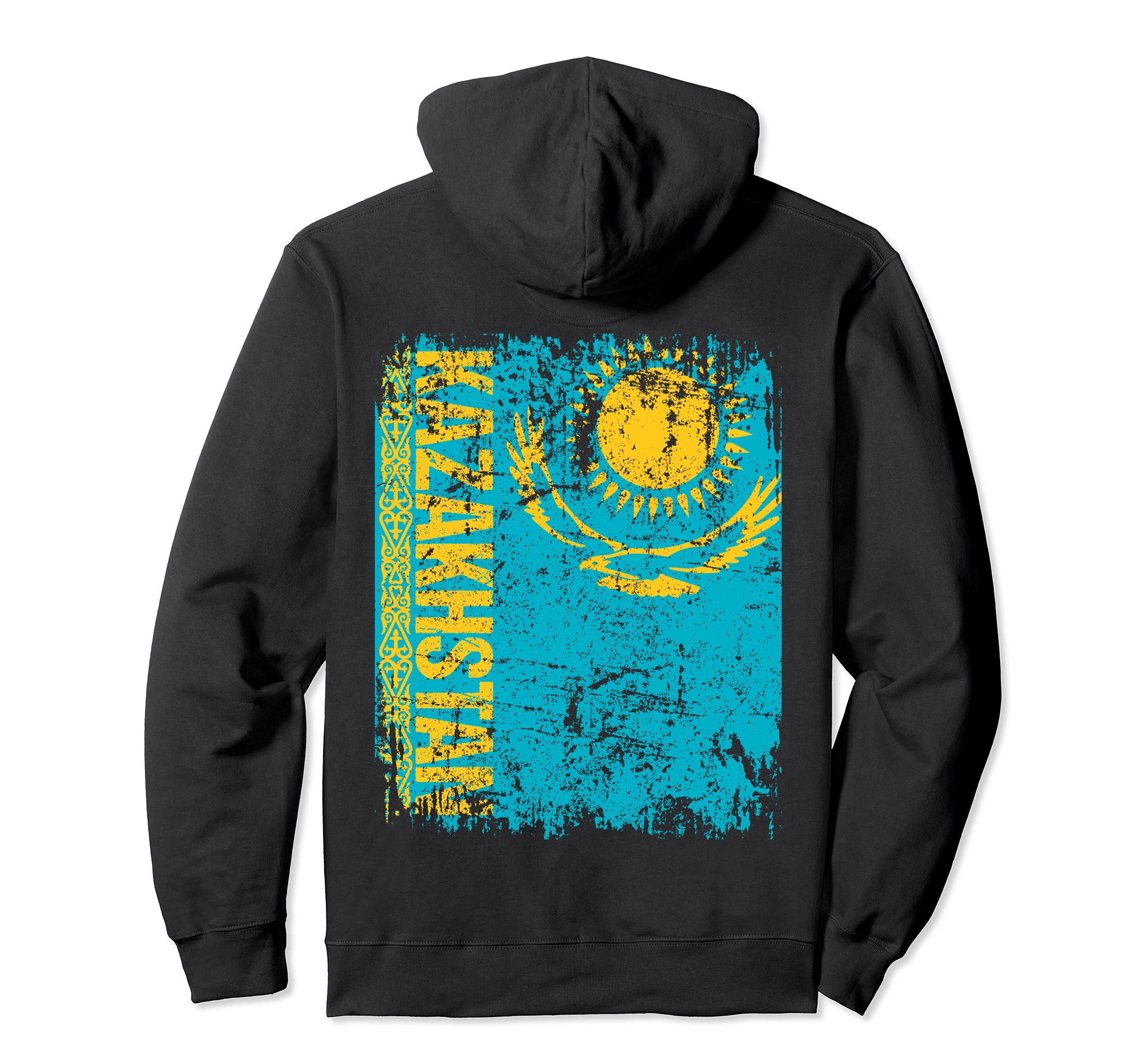 Kazakhstan Flag Distressed Kazakhstan Hoodie - Trendy Graphic Unisex - T-Shirt, Sweatshirt, Hoodie
