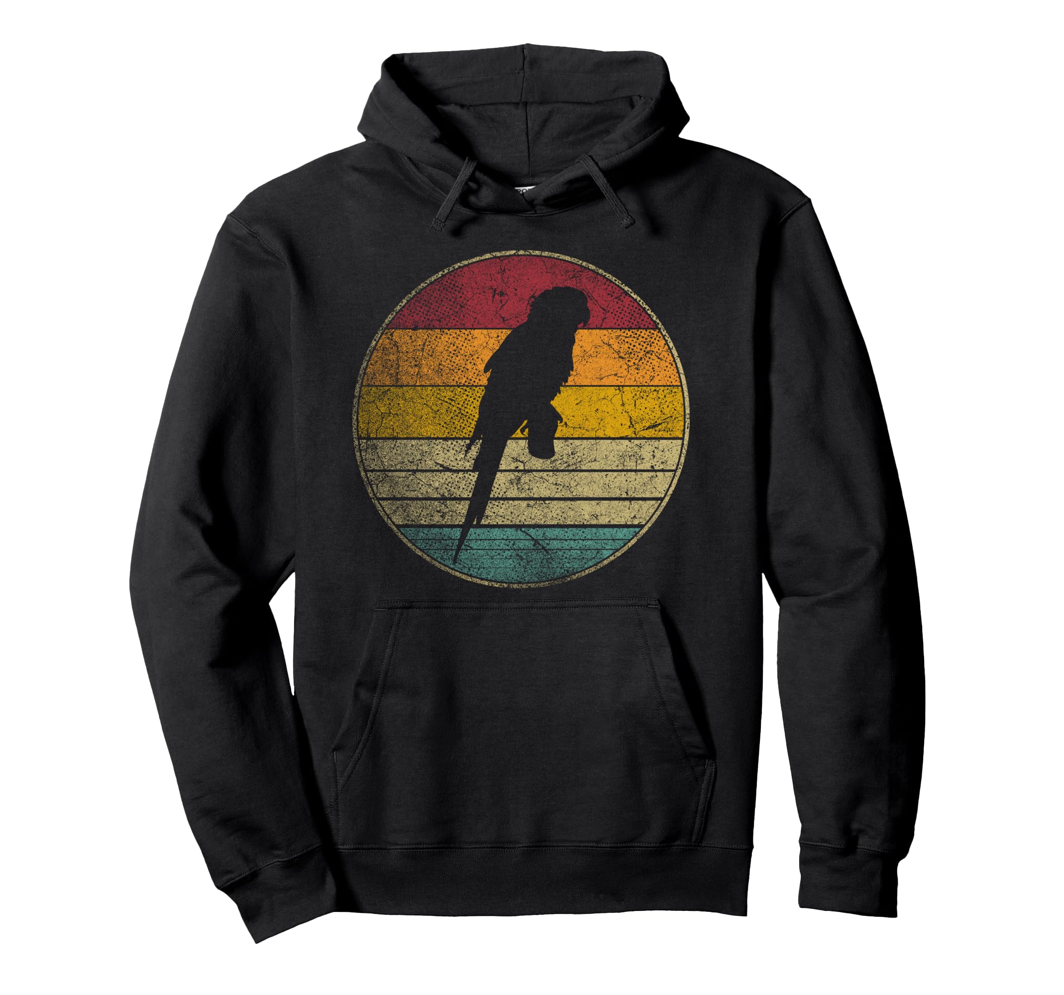 Parrot Bird Distressed Silhouette 70S Hoodie - Aesthetic Graphic for Adults - T-Shirt, Sweatshirt, Hoodie