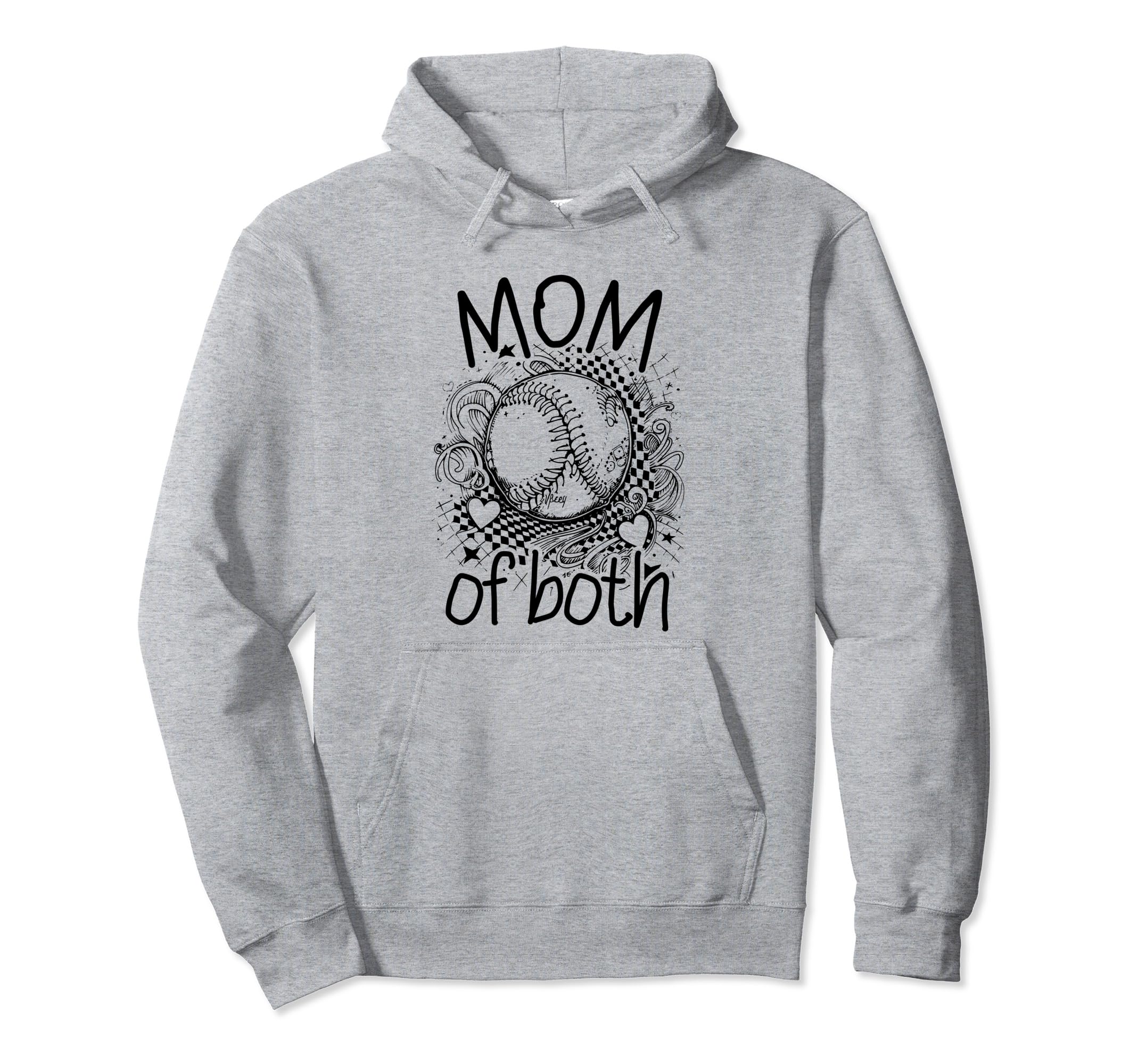 Mom Both Softball Baseball Mama Moms Hoodie - Custom Art Print Unisex - T-Shirt, Sweatshirt, Hoodie
