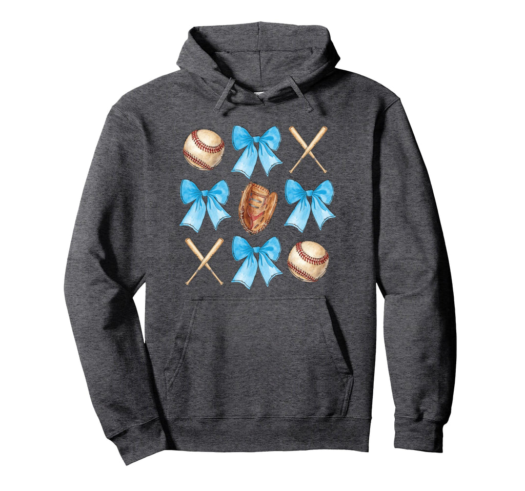 Baseball Coquette Bow Cheer Mom Softball Hoodie - Graphic Print Men Women - T-Shirt, Sweatshirt, Hoodie