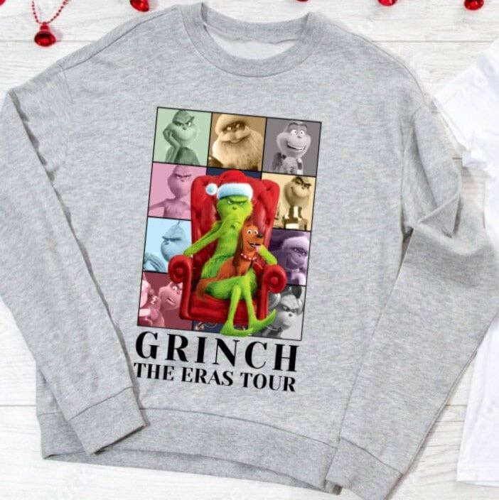 Grinch Eras Tour Festive Holiday Fan - Adult & Kids T-Shirts, Sweatshirts & Hoodies apparel design preview 1