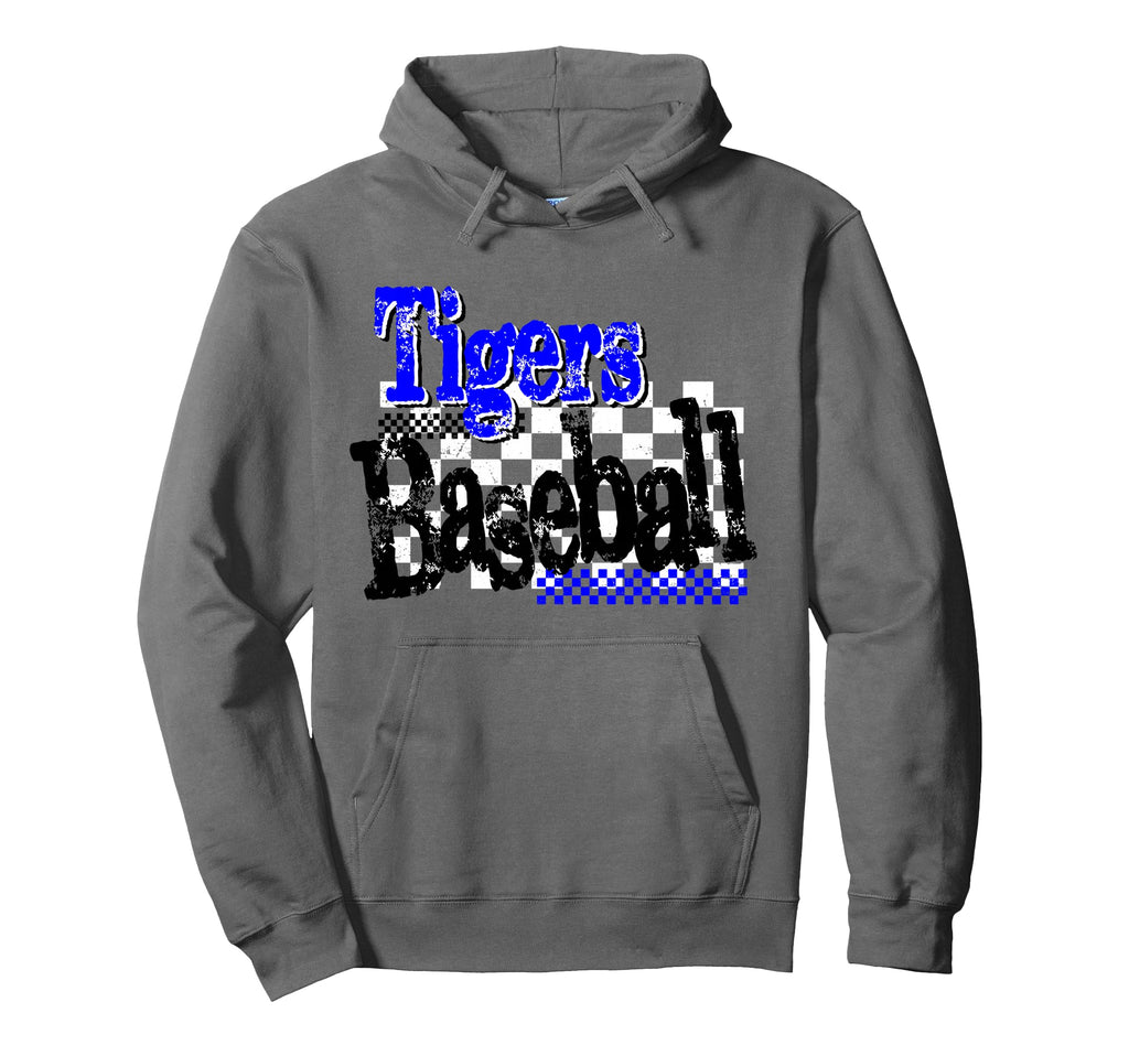 Tigers Baseball Mom Sports Mascot Blue Hoodie - Graphic Print Men Women - T-Shirt, Sweatshirt, Hoodie