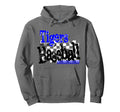 Tigers Baseball Mom Sports Mascot Blue Hoodie - Graphic Print Men Women - T-Shirt, Sweatshirt, Hoodie