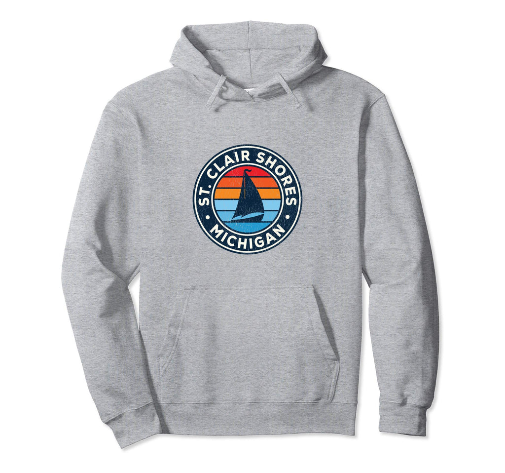 St Clair Shores Michigan Mi Sailboat 70S Hoodie - Trendy Graphic for Adults - T-Shirt, Sweatshirt, Hoodie