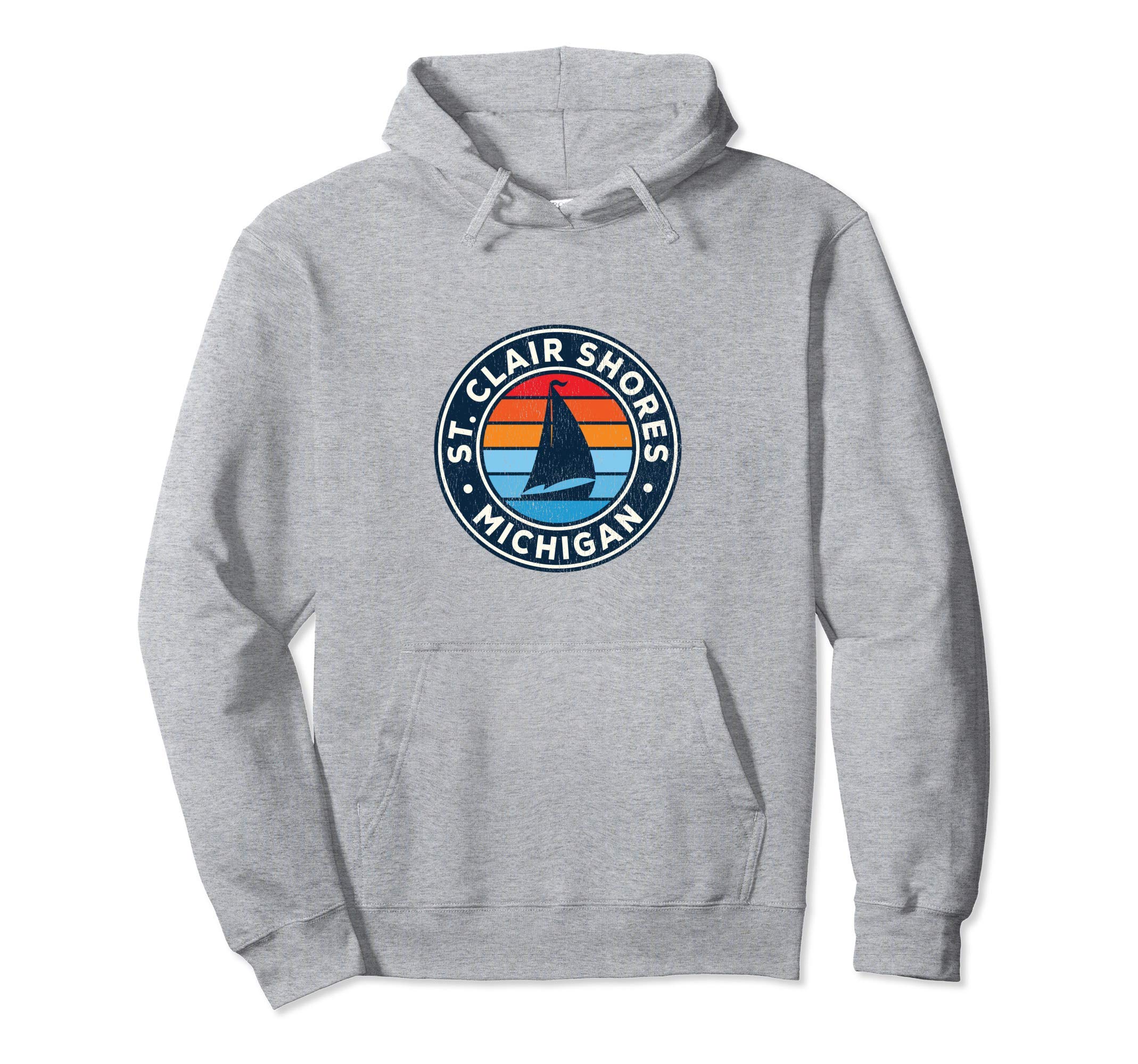 St Clair Shores Michigan Mi Sailboat 70S Hoodie - Trendy Graphic for Adults - T-Shirt, Sweatshirt, Hoodie