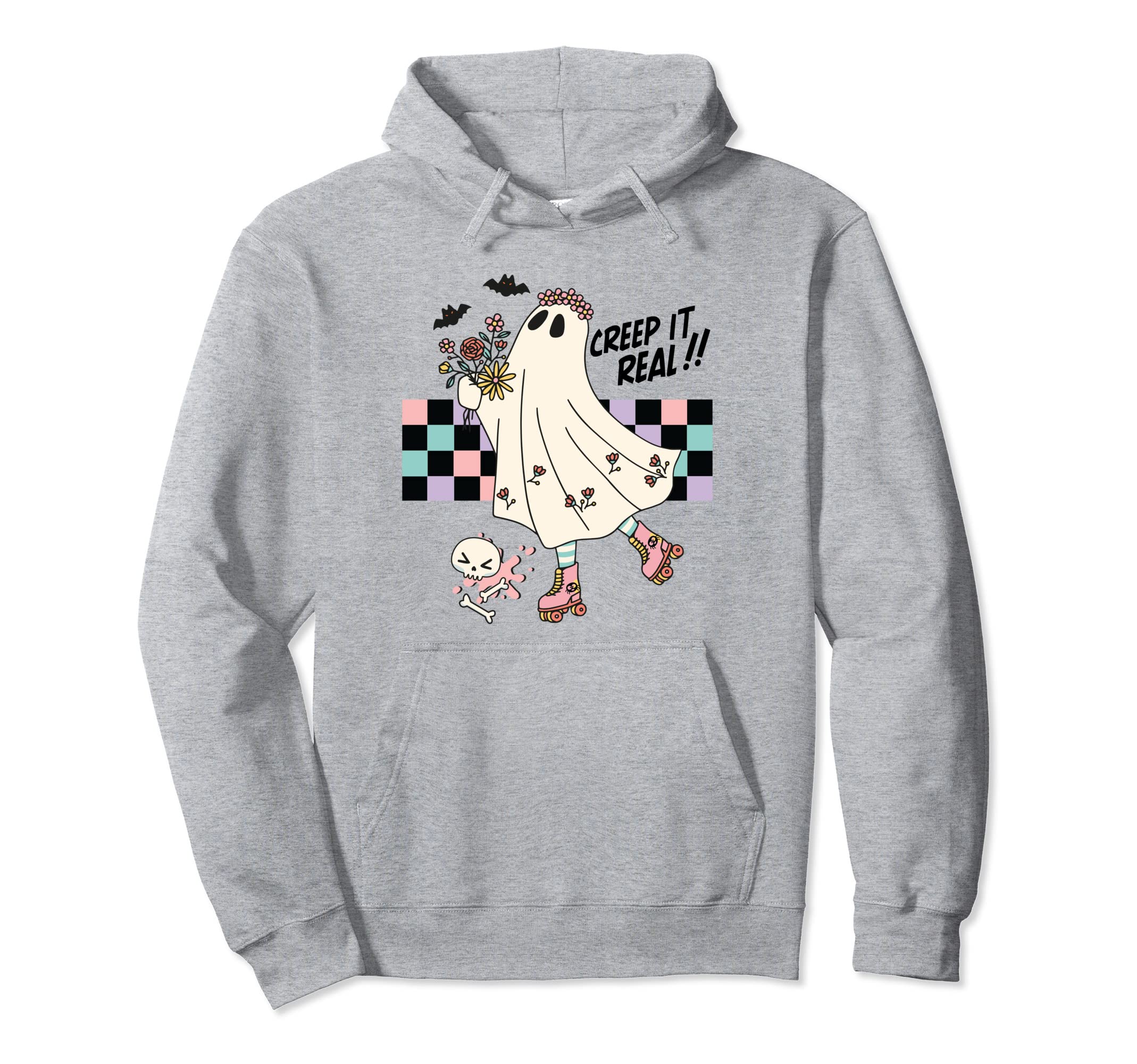 Roller Skate Spooky Creep It Real Hoodie - Casual Everyday Wear for Adults - T-Shirt, Sweatshirt, Hoodie