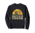 Devils Tower Wyoming Distressed Sweatshirt - Minimalist Print for Adults - T-Shirt, Sweatshirt, Hoodie