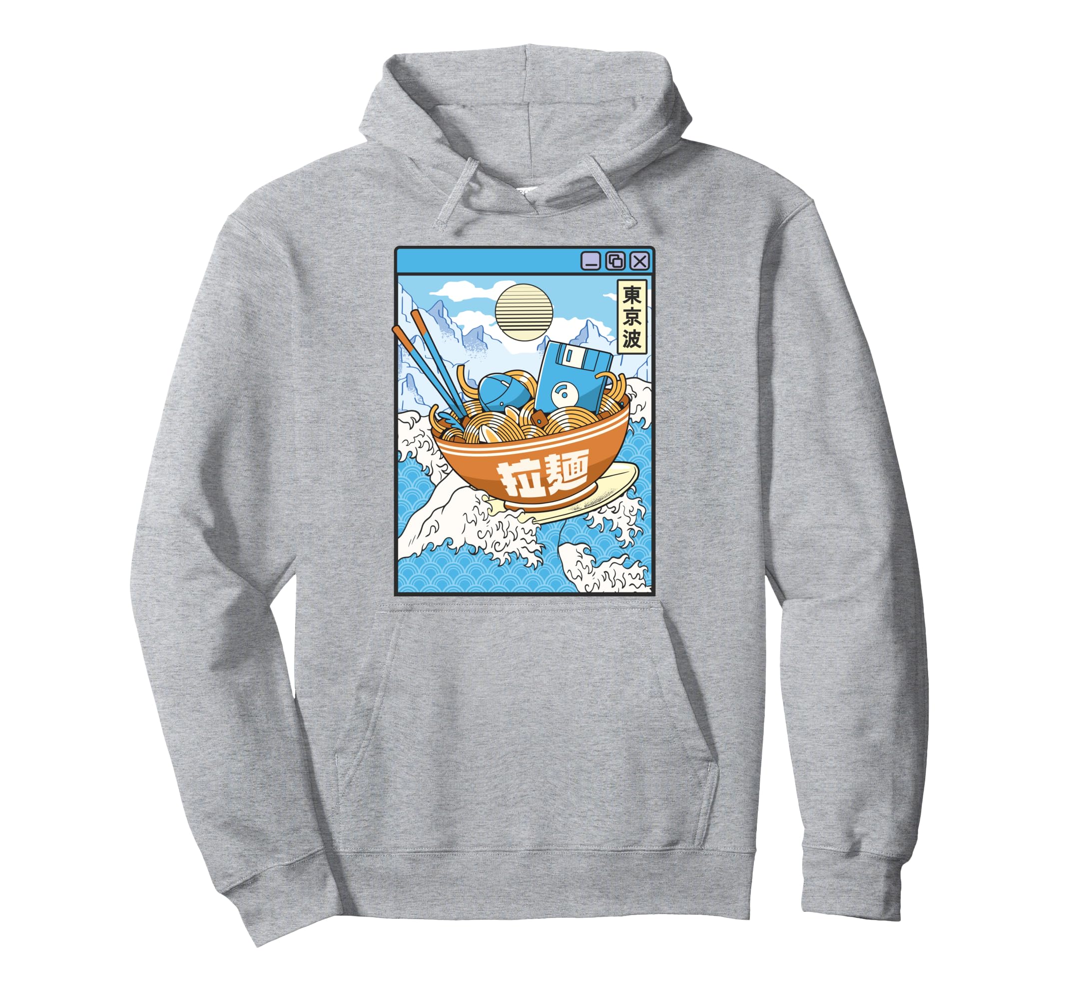 Surfing Digital Ramen Bowl Japanese Hoodie - Streetwear Style Men Women - T-Shirt, Sweatshirt, Hoodie