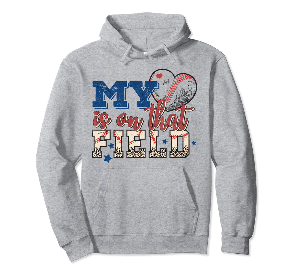 Baseball Mom My Heart Is That Field Hoodie - Aesthetic Graphic Men Women - T-Shirt, Sweatshirt, Hoodie