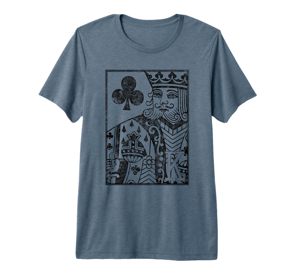 King Clubs Distressed Playing Card Tri T-Shirt - Trendy Graphic Unisex - T-Shirt, Sweatshirt, Hoodie