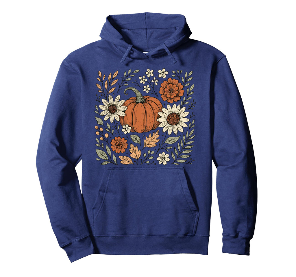 Floral Boho Pumpkin Halloween Fall Hoodie - Novelty Apparel Men Women - T-Shirt, Sweatshirt, Hoodie