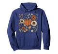Floral Boho Pumpkin Halloween Fall Hoodie - Novelty Apparel Men Women - T-Shirt, Sweatshirt, Hoodie