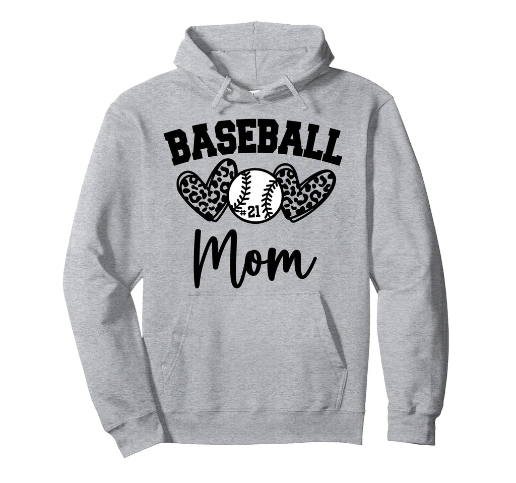 Womens Custom Baseball Mom Number 21 Hoodie - Minimalist Print Men Women - T-Shirt, Sweatshirt, Hoodie