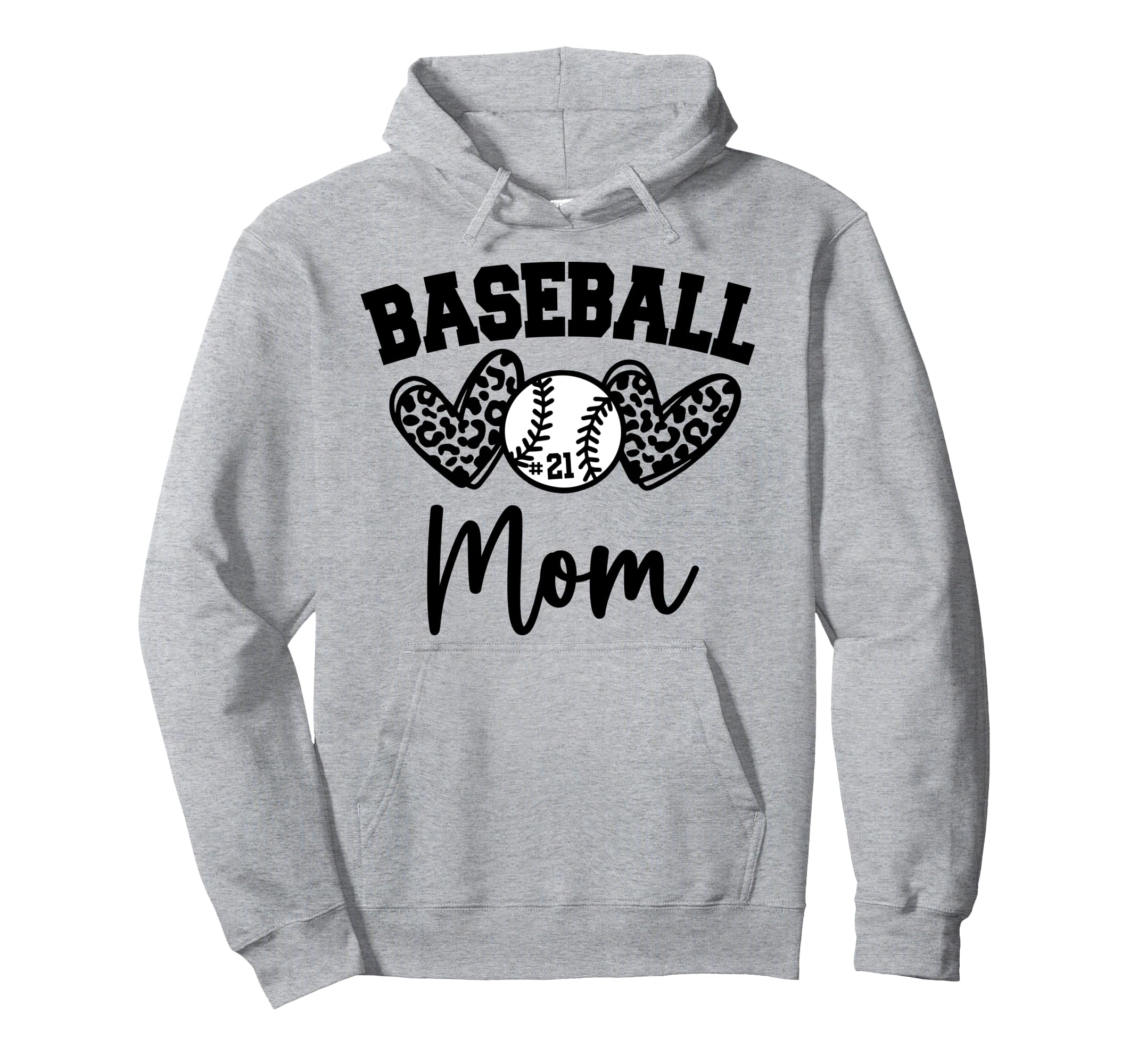 Womens Custom Baseball Mom Number 21 Hoodie - Minimalist Print Men Women - T-Shirt, Sweatshirt, Hoodie