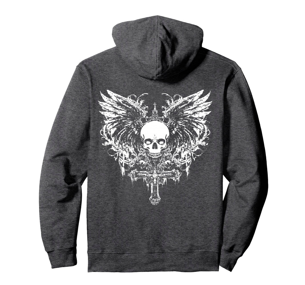 Emo Y2K Grunge Aesthetic Skull Cross Goth Hoodie - Trendy Graphic Unisex - T-Shirt, Sweatshirt, Hoodie