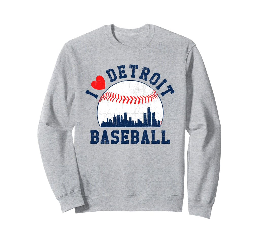 I Love Detroit Baseball Skyline Sweatshirt - Streetwear Style Men Women - T-Shirt, Sweatshirt, Hoodie
