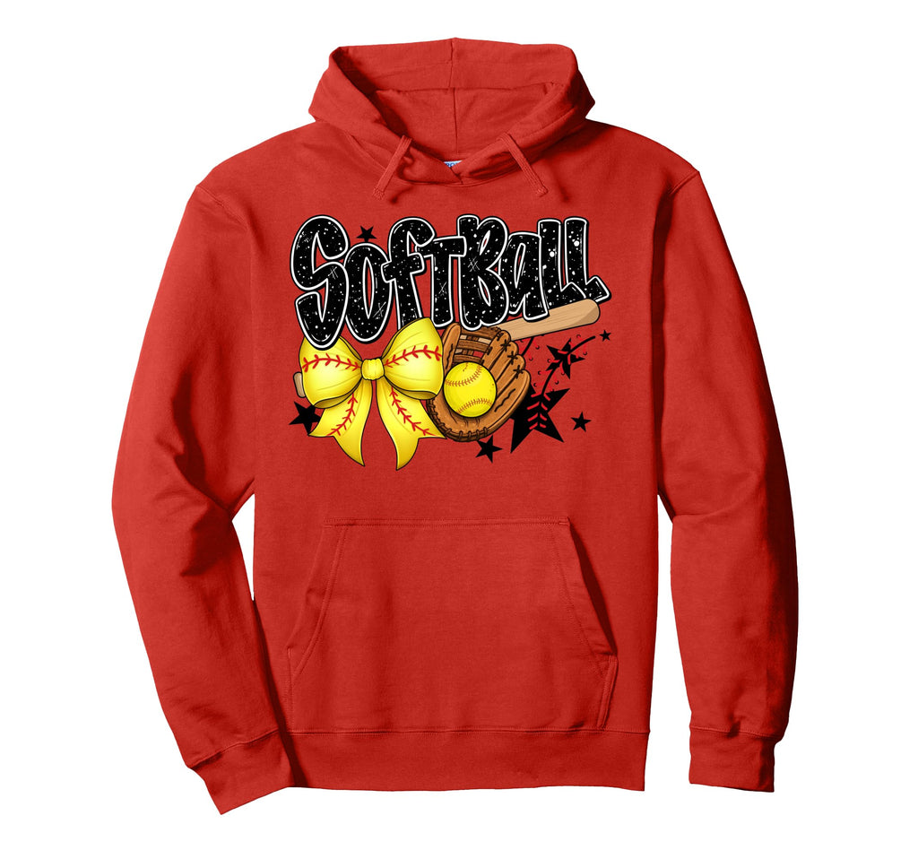Softball Coquette Bow Game Day Softball Hoodie - Minimalist Print Unisex - T-Shirt, Sweatshirt, Hoodie