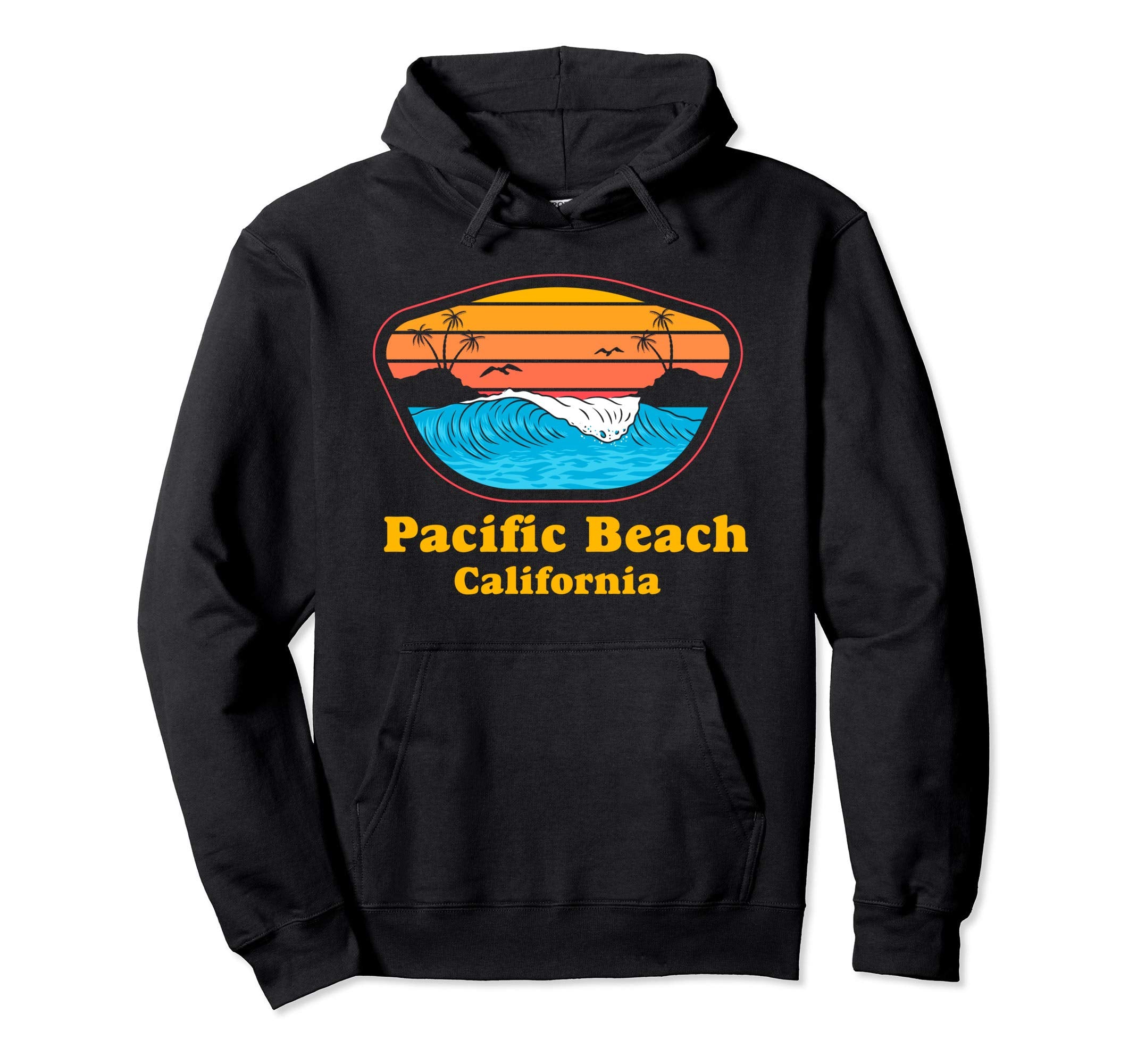 Pacific Beach California Sunset Surfer Hoodie - Fun Novelty Design Unisex - T-Shirt, Sweatshirt, Hoodie