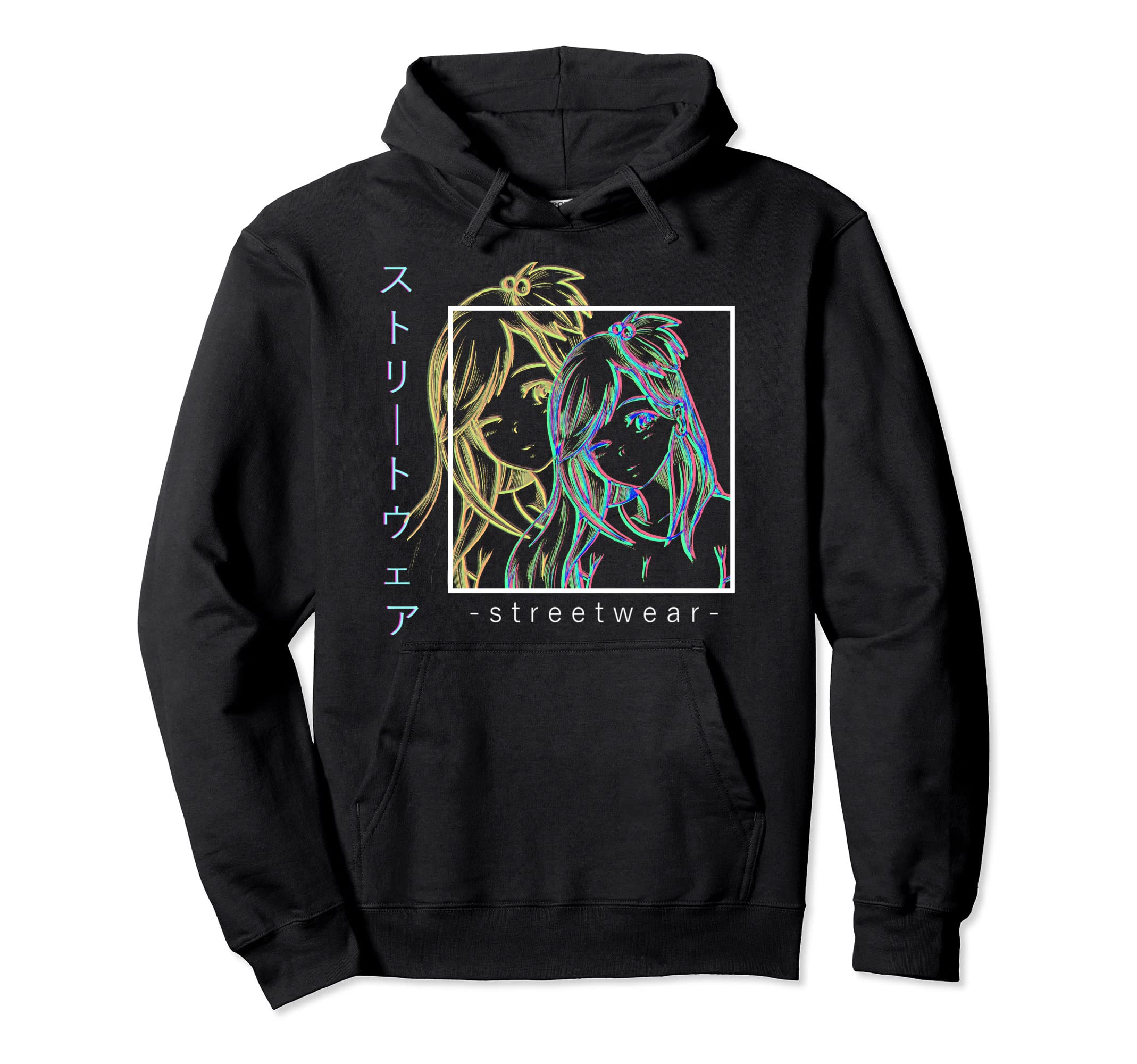 Waifu Anime Vaporwave Glitch Manga Gift Hoodie - Novelty Apparel Unisex - T-Shirt, Sweatshirt, Hoodie