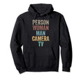 Person Camera Tv Hoodie - Minimalist Print for Adults - T-Shirt, Sweatshirt, Hoodie
