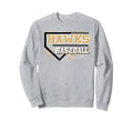 Hawks Baseball Home Plate Gold Sweatshirt - Fun Novelty Design for Adults - T-Shirt, Sweatshirt, Hoodie