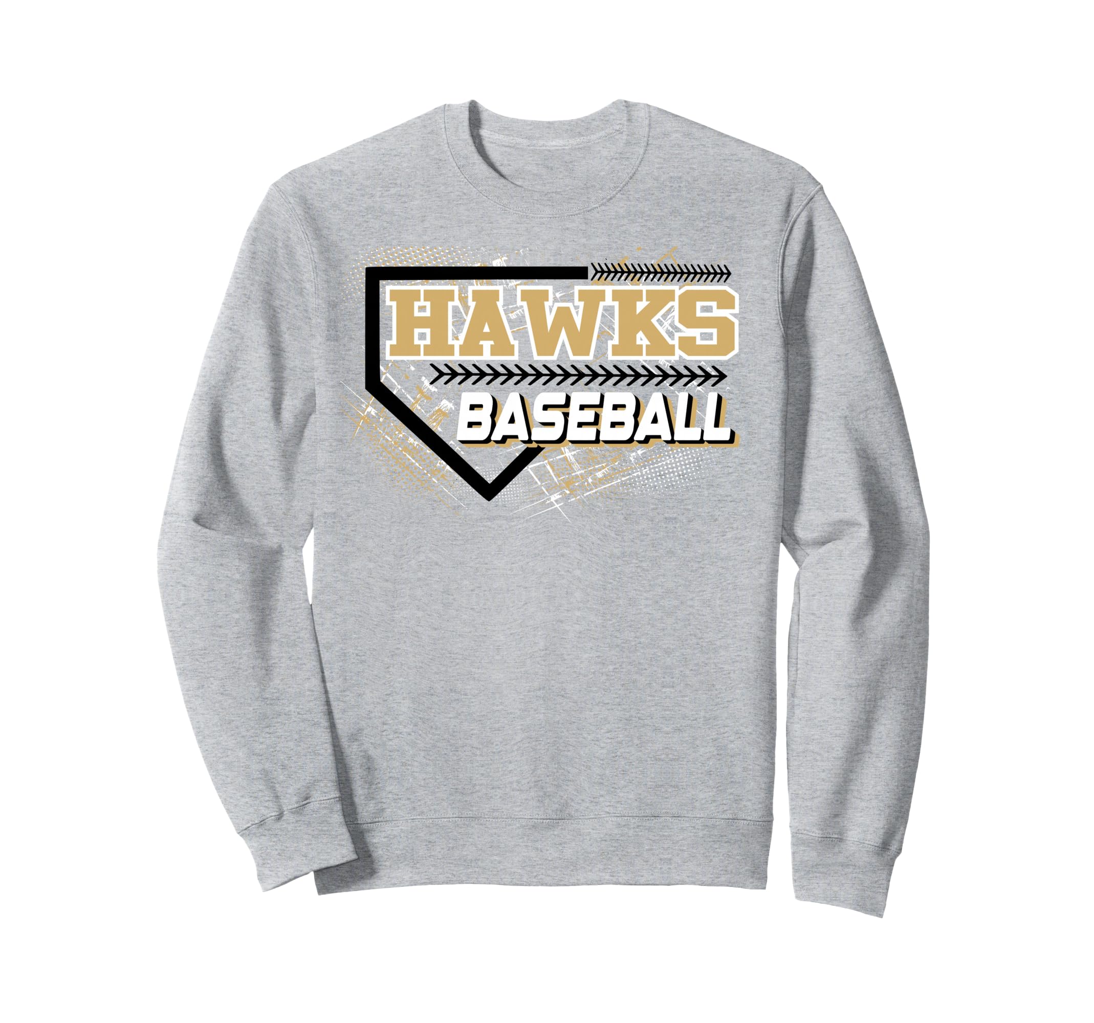 Hawks Baseball Home Plate Gold Sweatshirt - Fun Novelty Design for Adults - T-Shirt, Sweatshirt, Hoodie