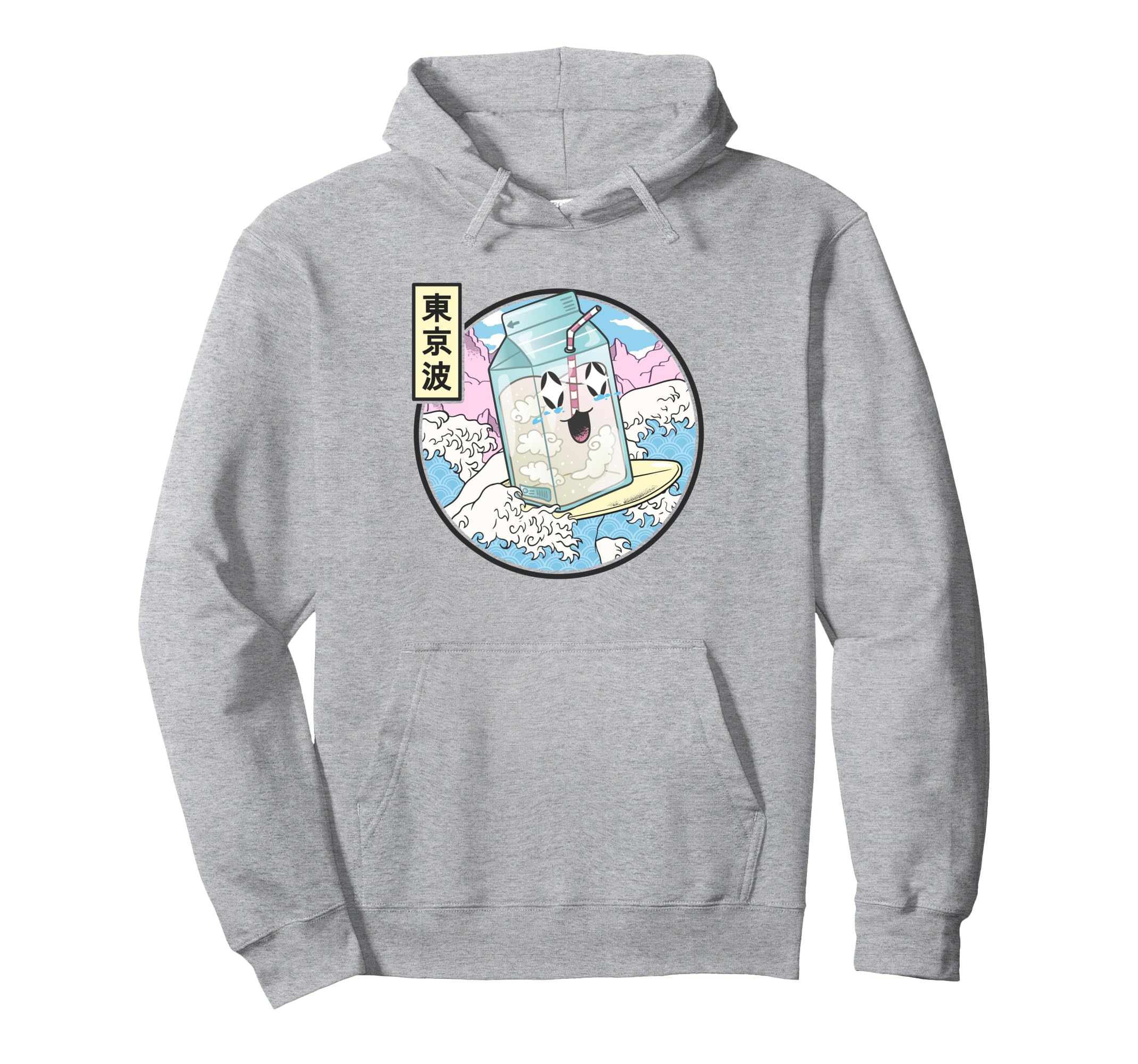 Surfing Milk Carton Japanese Waves Hoodie - Minimalist Print Unisex - T-Shirt, Sweatshirt, Hoodie