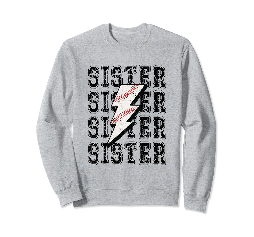 Baseball Sister Lightning Bolt Sweatshirt - Graphic Print for Adults - T-Shirt, Sweatshirt, Hoodie