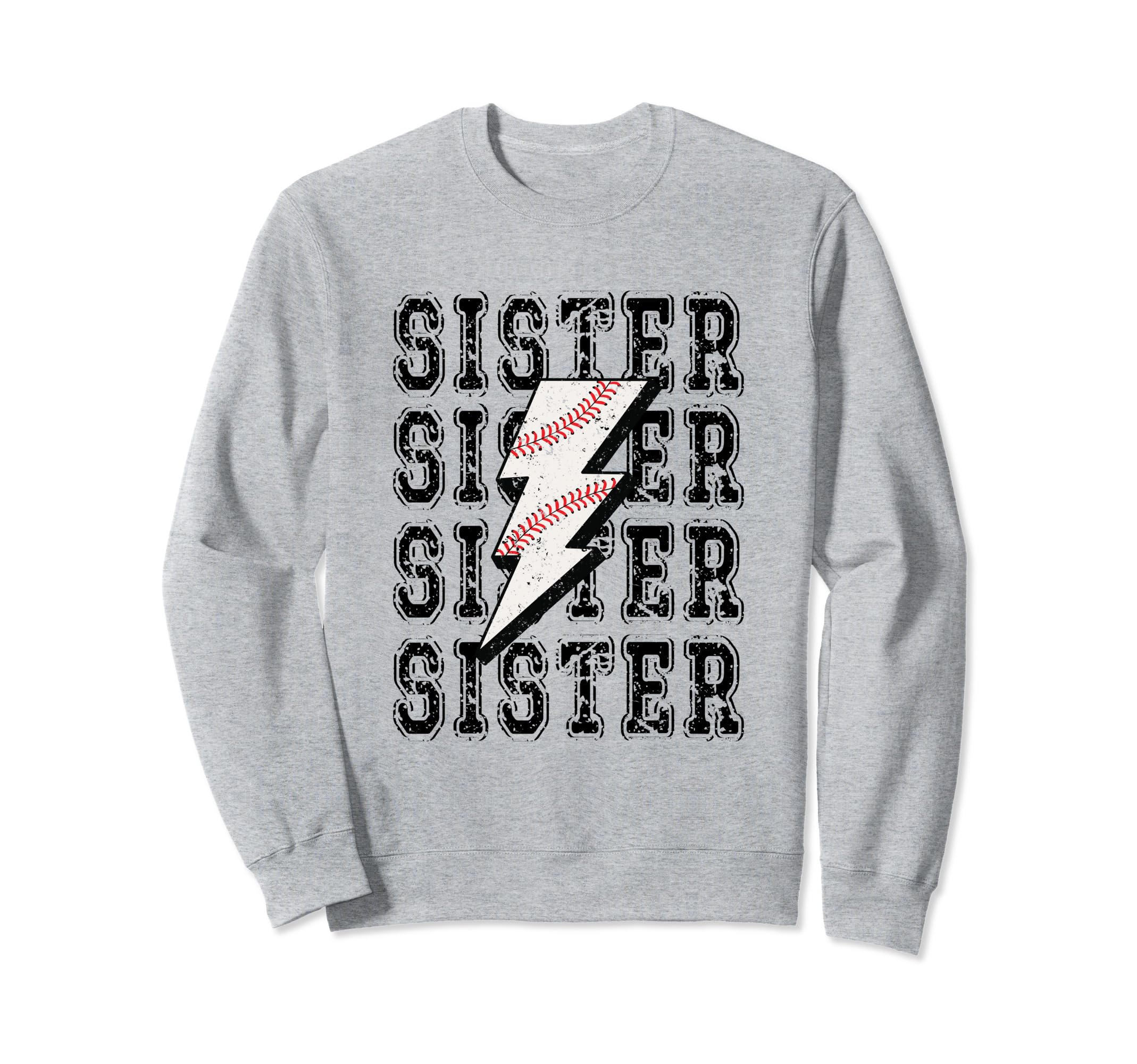 Baseball Sister Lightning Bolt Sweatshirt - Graphic Print for Adults - T-Shirt, Sweatshirt, Hoodie