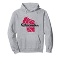 Wisconsin Volleyball Script Distressed Hoodie - Novelty Apparel for Adults - T-Shirt, Sweatshirt, Hoodie