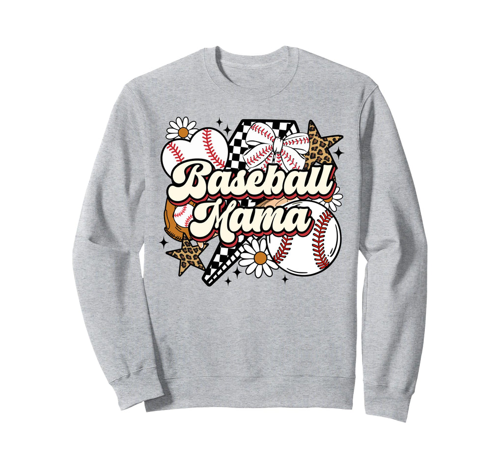 Baseball Mama Leopard Funny Sweatshirt - Aesthetic Graphic for Adults - T-Shirt, Sweatshirt, Hoodie