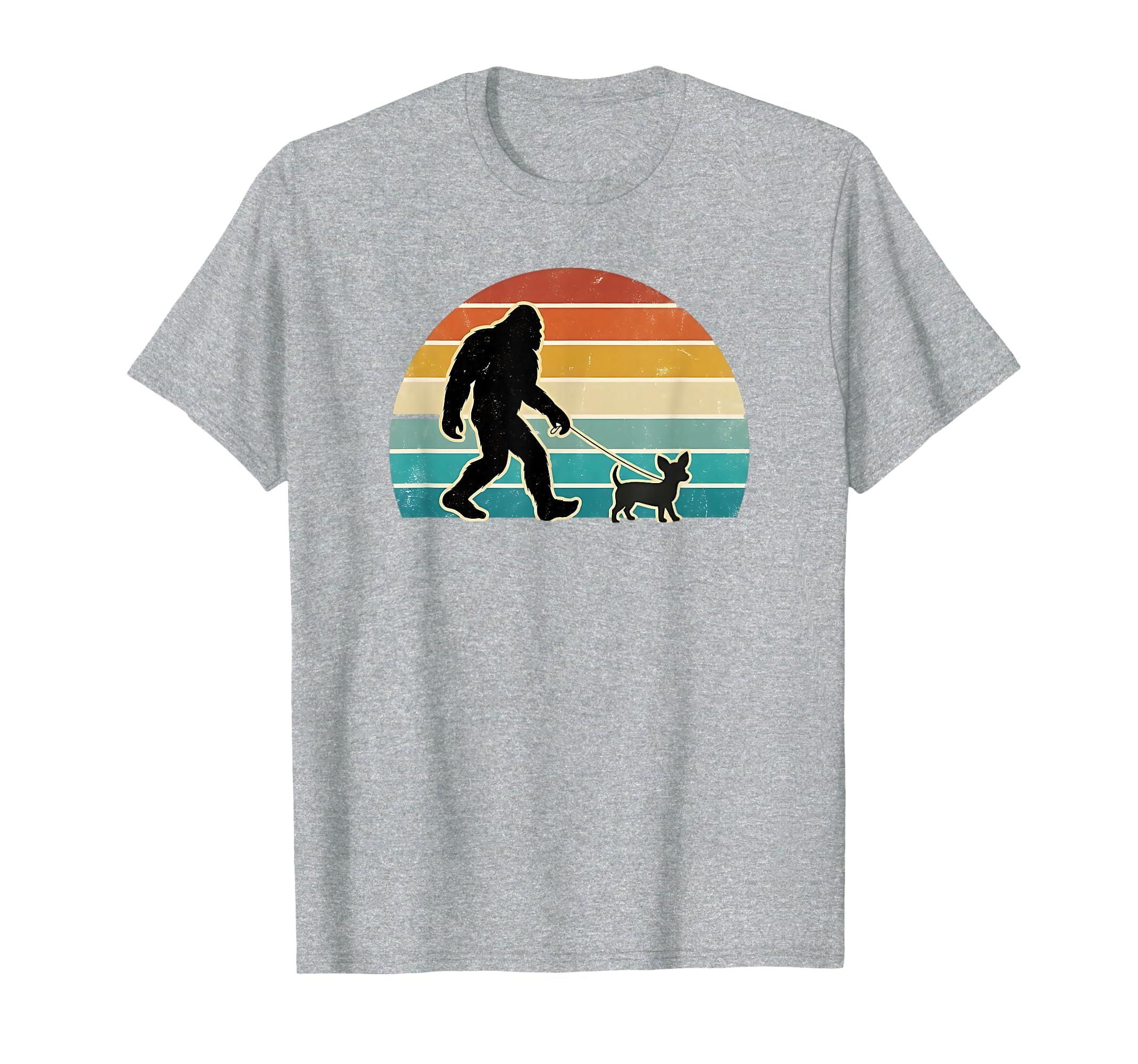 Funny Bigfoot Walking Chiweenie Sunset T-Shirt - Trendy Graphic Men Women - T-Shirt, Sweatshirt, Hoodie