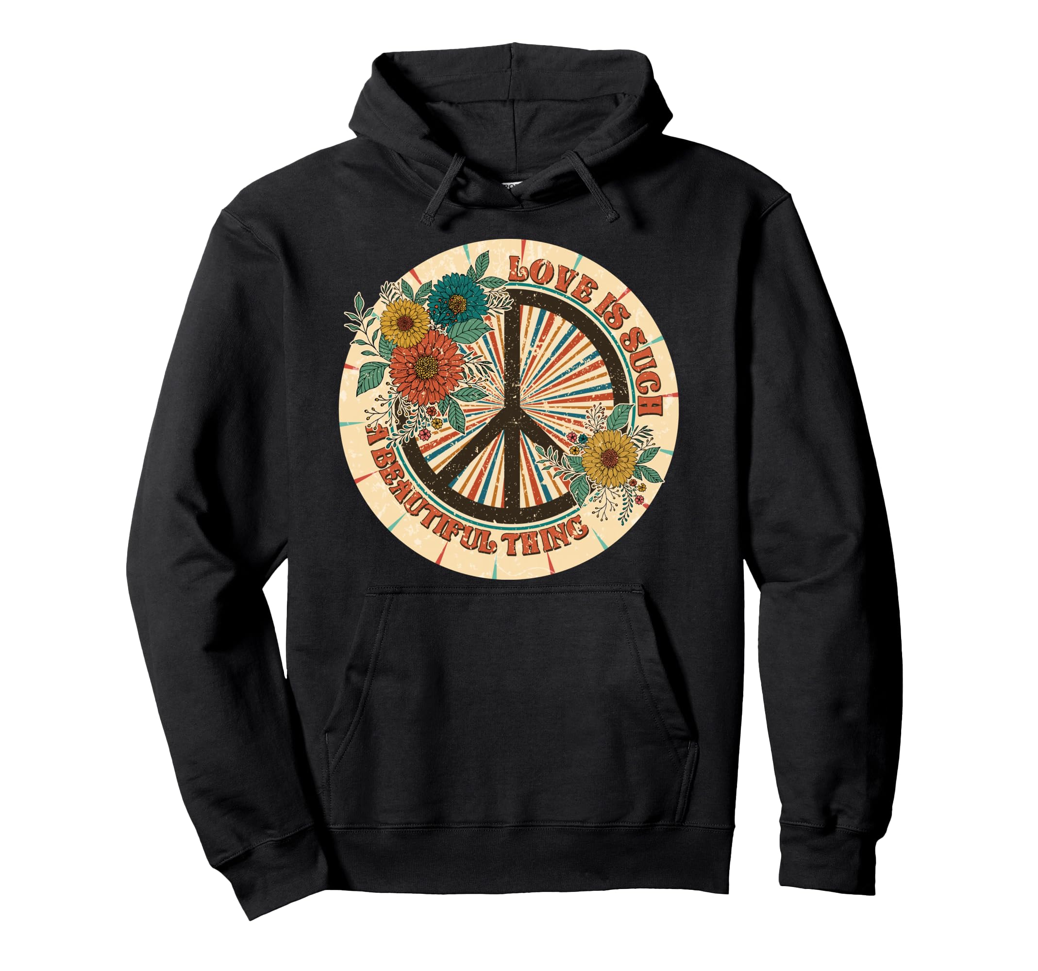 Peace Sign Floral Boho Hippie Aesthetic Hoodie - Graphic Print Men Women - T-Shirt, Sweatshirt, Hoodie