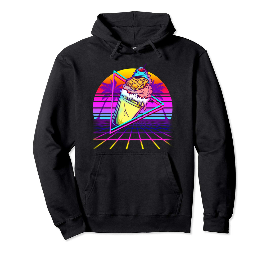 Vaporwave Aesthetic Ice Cream Beach Hoodie - Graphic Print Men Women - T-Shirt, Sweatshirt, Hoodie