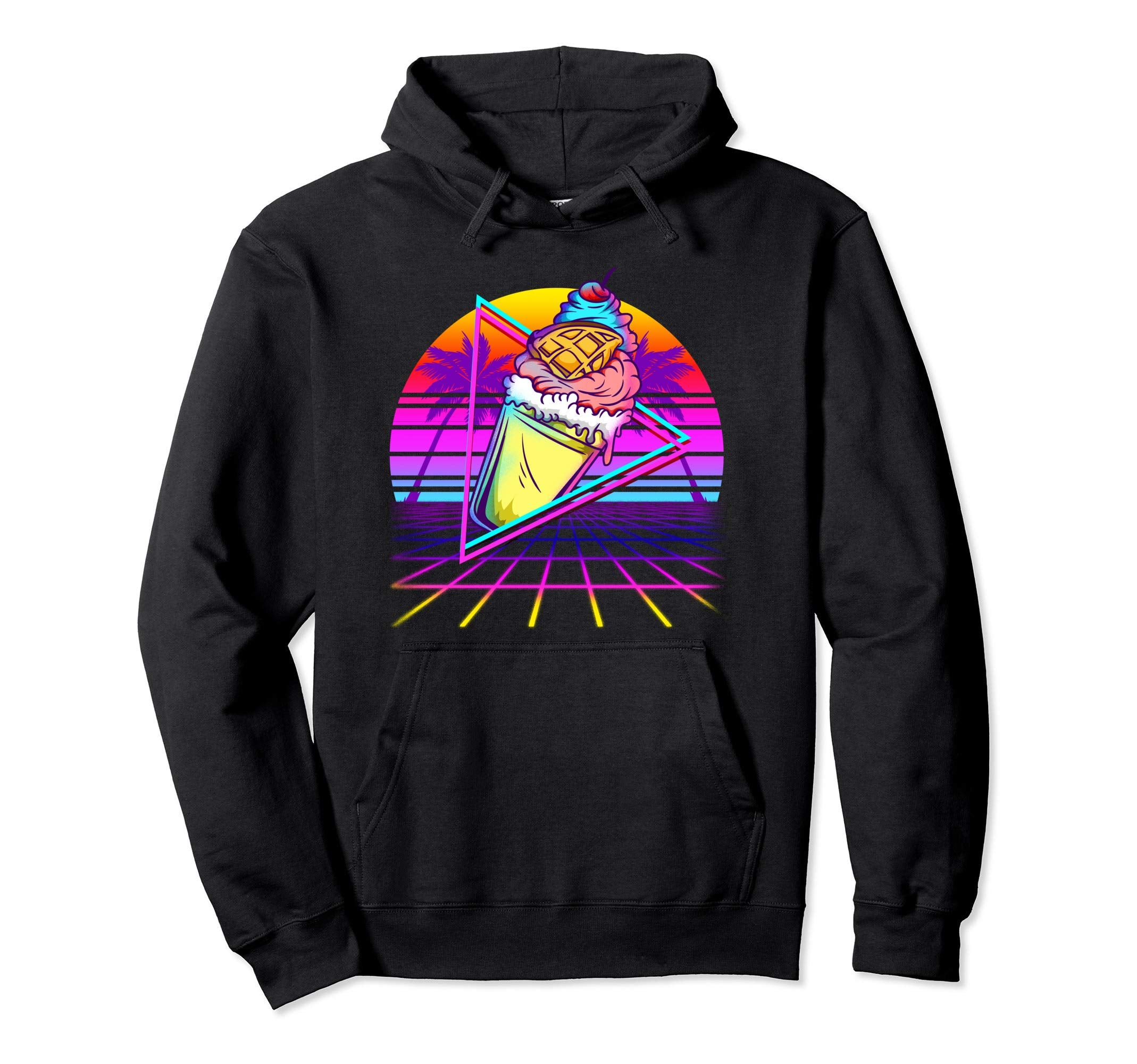 Vaporwave Aesthetic Ice Cream Beach Hoodie - Graphic Print Men Women - T-Shirt, Sweatshirt, Hoodie