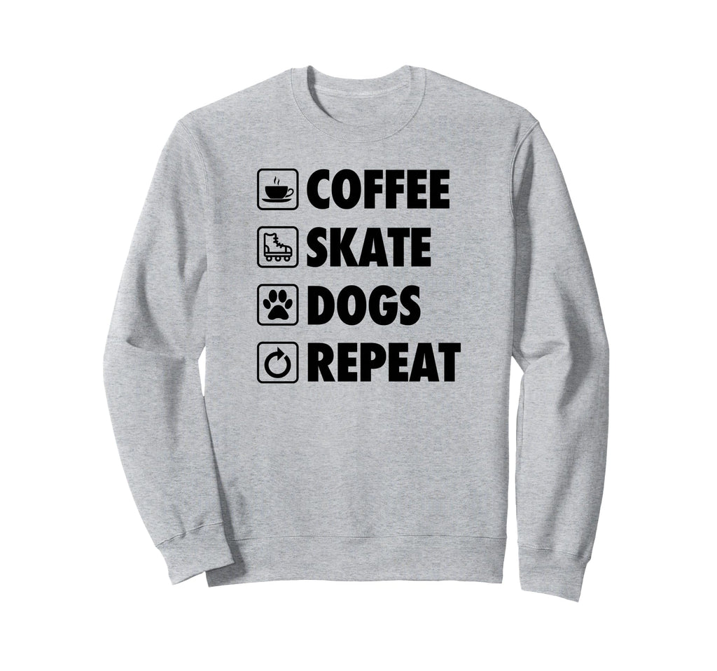 Coffee Skate Dogs Repeat Roller Skating Sweatshirt - Unique Graphic Unisex - T-Shirt, Sweatshirt, Hoodie