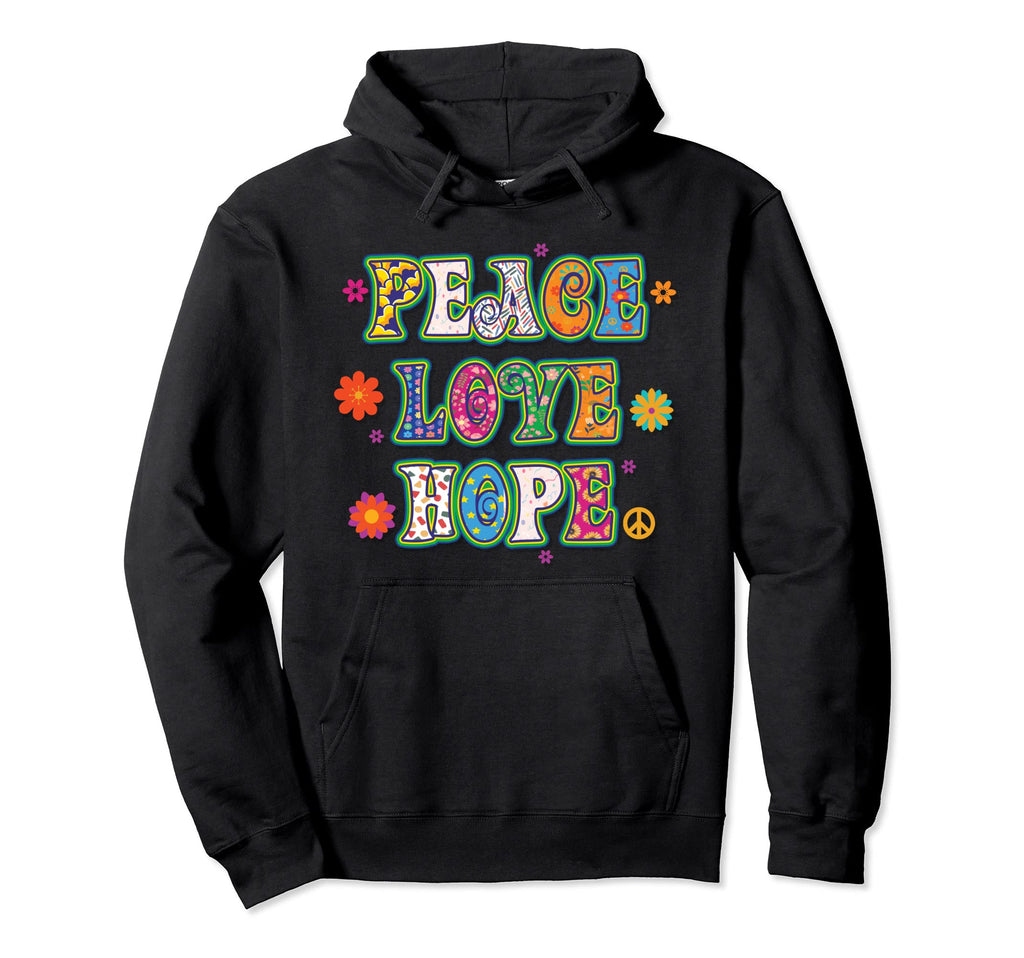 Peace Love Hope 60S 70S Costume Groovy Boho Hoodie - Trendy Graphic Unisex - T-Shirt, Sweatshirt, Hoodie
