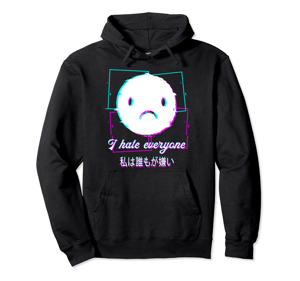 I Hate Everyone Aesthetic Vaporwave Hoodie - Fun Novelty Design Men Women - T-Shirt, Sweatshirt, Hoodie
