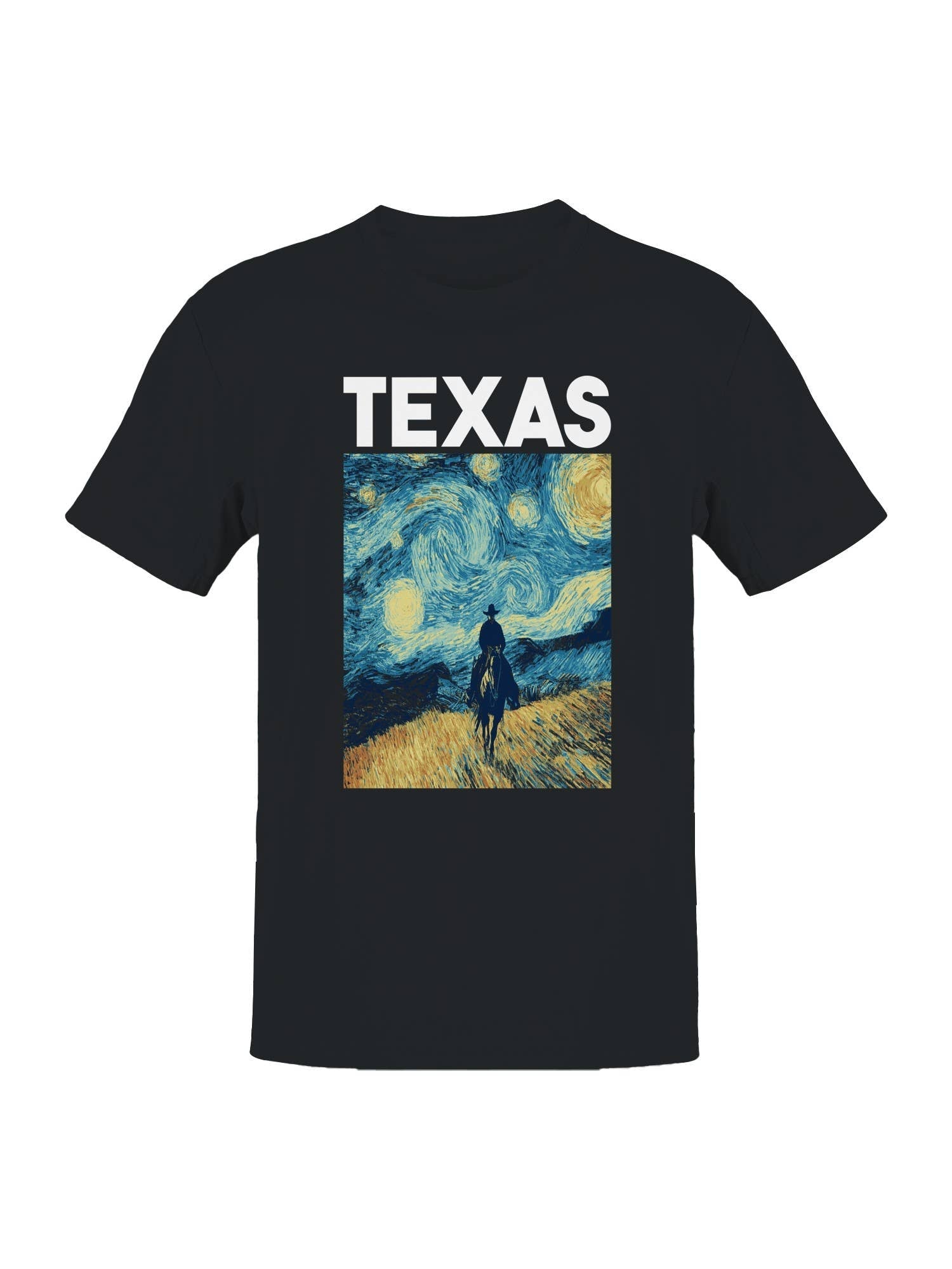 Texas Starry Night Cowboy Art Men's - Adult & Kids T-Shirts, Sweatshirts & Hoodies apparel design preview 1