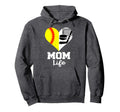 Mom Life Heart Funny Softball Hockey Hoodie - Novelty Apparel for Adults - T-Shirt, Sweatshirt, Hoodie