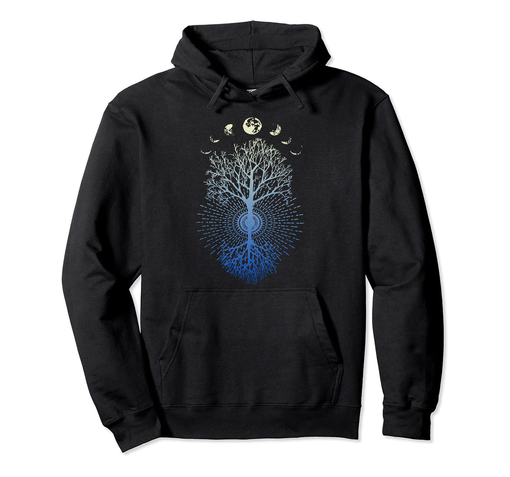 Phases Moon 60S 70S Vibe Tree Life Hoodie - Graphic Print Men Women - T-Shirt, Sweatshirt, Hoodie