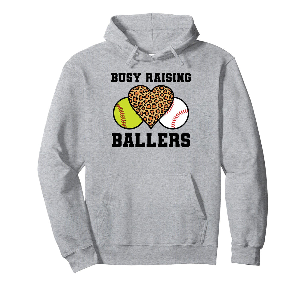 Busy Raising Ballers Softball Hoodie - Casual Everyday Wear for Adults - T-Shirt, Sweatshirt, Hoodie