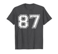 Number 87 Varsity Distressed Sports Team T-Shirt - Minimalist Print Unisex - T-Shirt, Sweatshirt, Hoodie