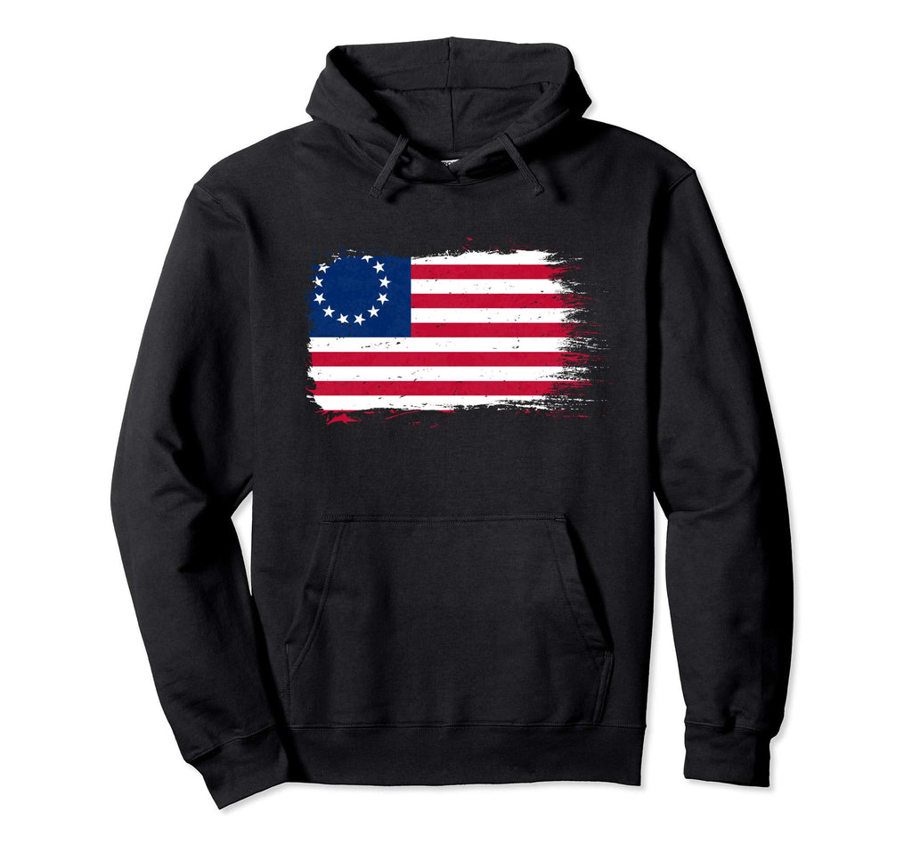 America Betsy Ross Flag 1776 Hoodie - Fun Novelty Design Men Women - T-Shirt, Sweatshirt, Hoodie