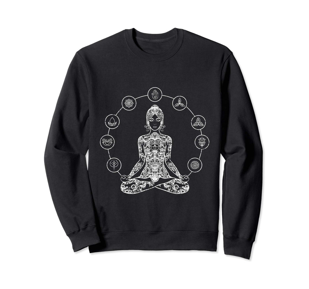 Distressed Chakras Yoga Pose Sweatshirt - Trendy Graphic Unisex - T-Shirt, Sweatshirt, Hoodie