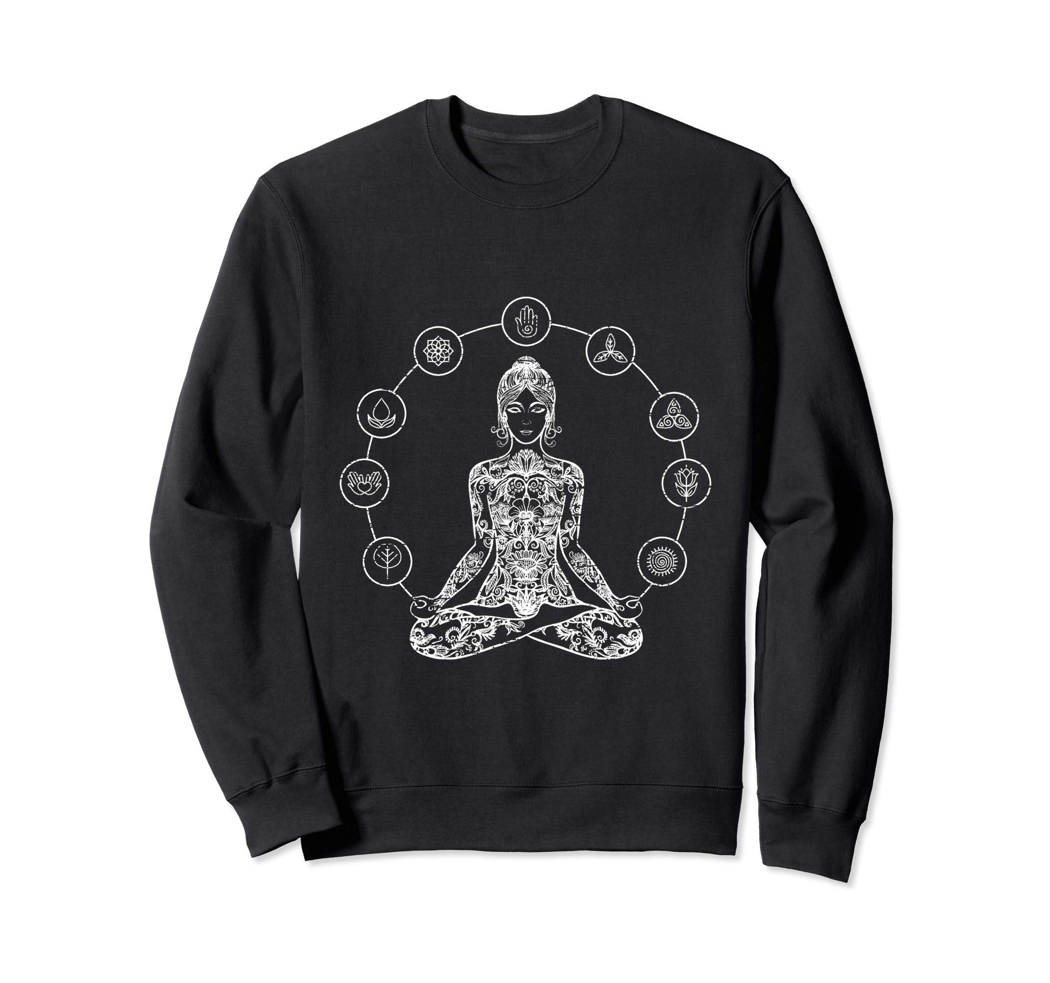 Distressed Chakras Yoga Pose Sweatshirt - Trendy Graphic Unisex - T-Shirt, Sweatshirt, Hoodie