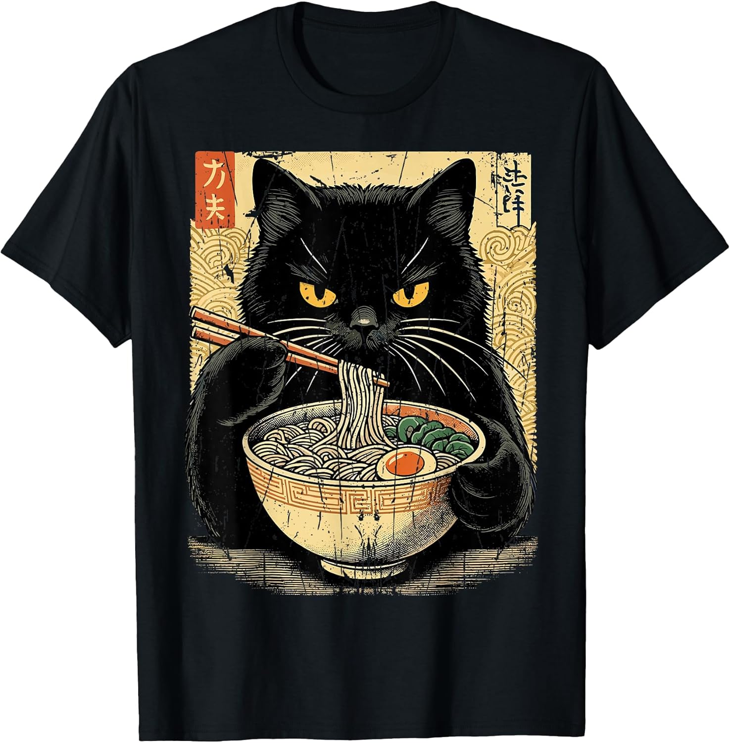 Funny Kawaii Anime Cat Ramen Graphic - Adult & Kids T-Shirts, Sweatshirts & Hoodies apparel design preview 1