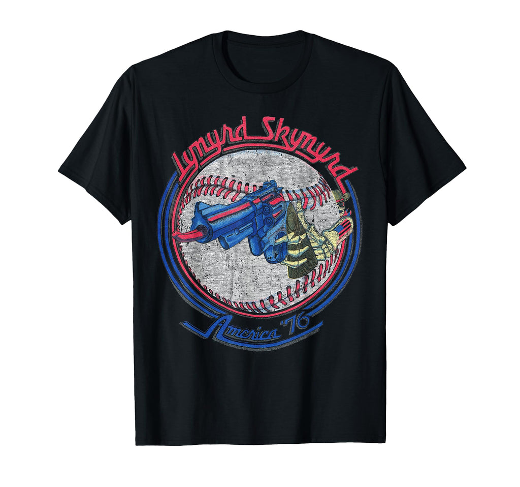 Lynyrd Skynyrd Skeleton Baseball Gun T-Shirt - Unique Graphic for Adults - T-Shirt, Sweatshirt, Hoodie
